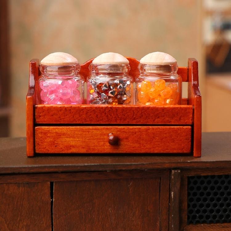 Miniature Wooden Jar Organizer 1/12 Scale Dollhouses Furniture Retro Kitchen Decors MultiPurpose Display Shelf