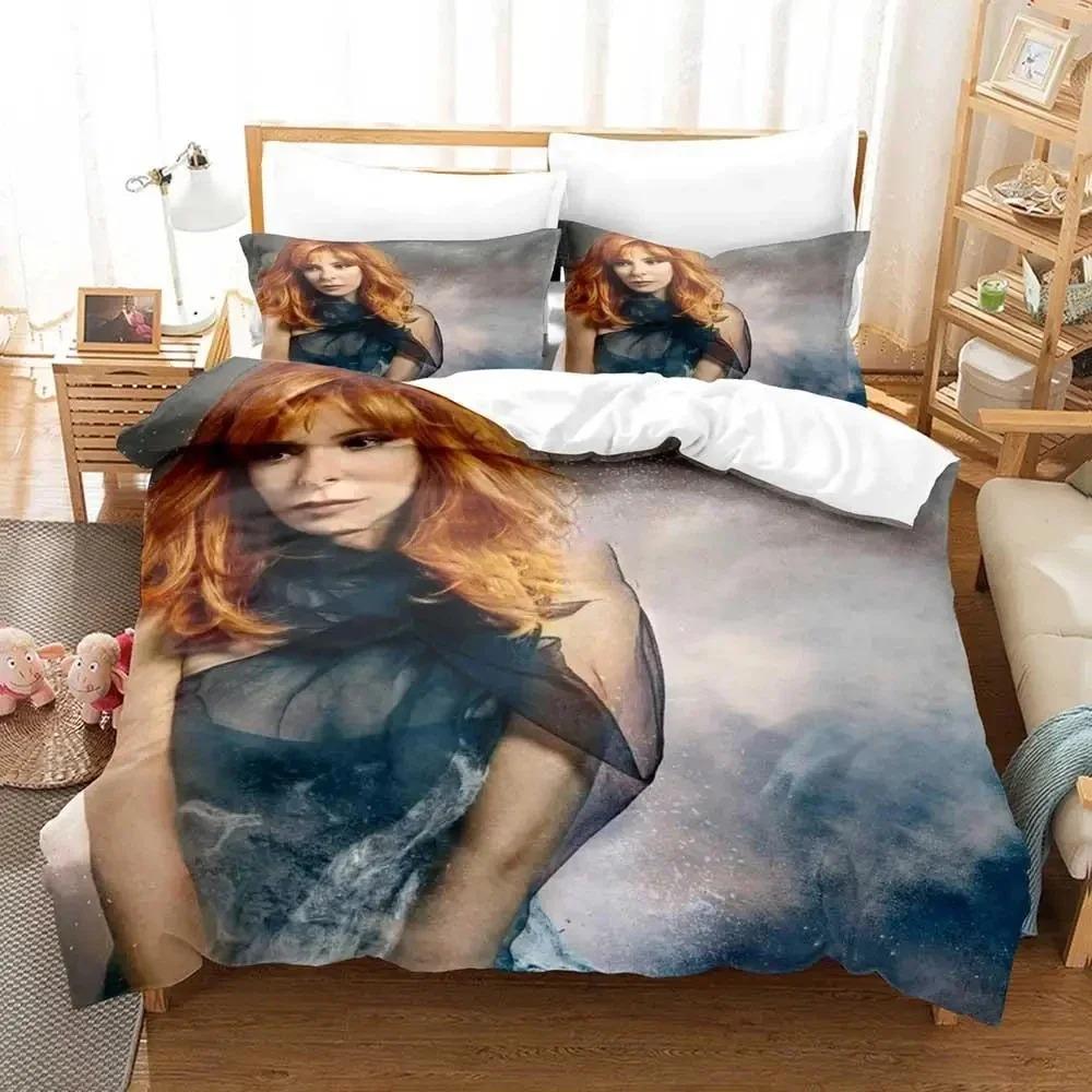 France Mylène Farmer Duvet Cover Pillowcase 2/3Piece Bedding Set for Kids Girl Boys Bedroom Gift Single Double Large Size