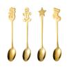 4Pcs Christmas Gift Elk Christmas Tree Dessert Spoon Cutlery Spoon Set Fruit Coffee Spoon Cutlery Wed Christmas Gift