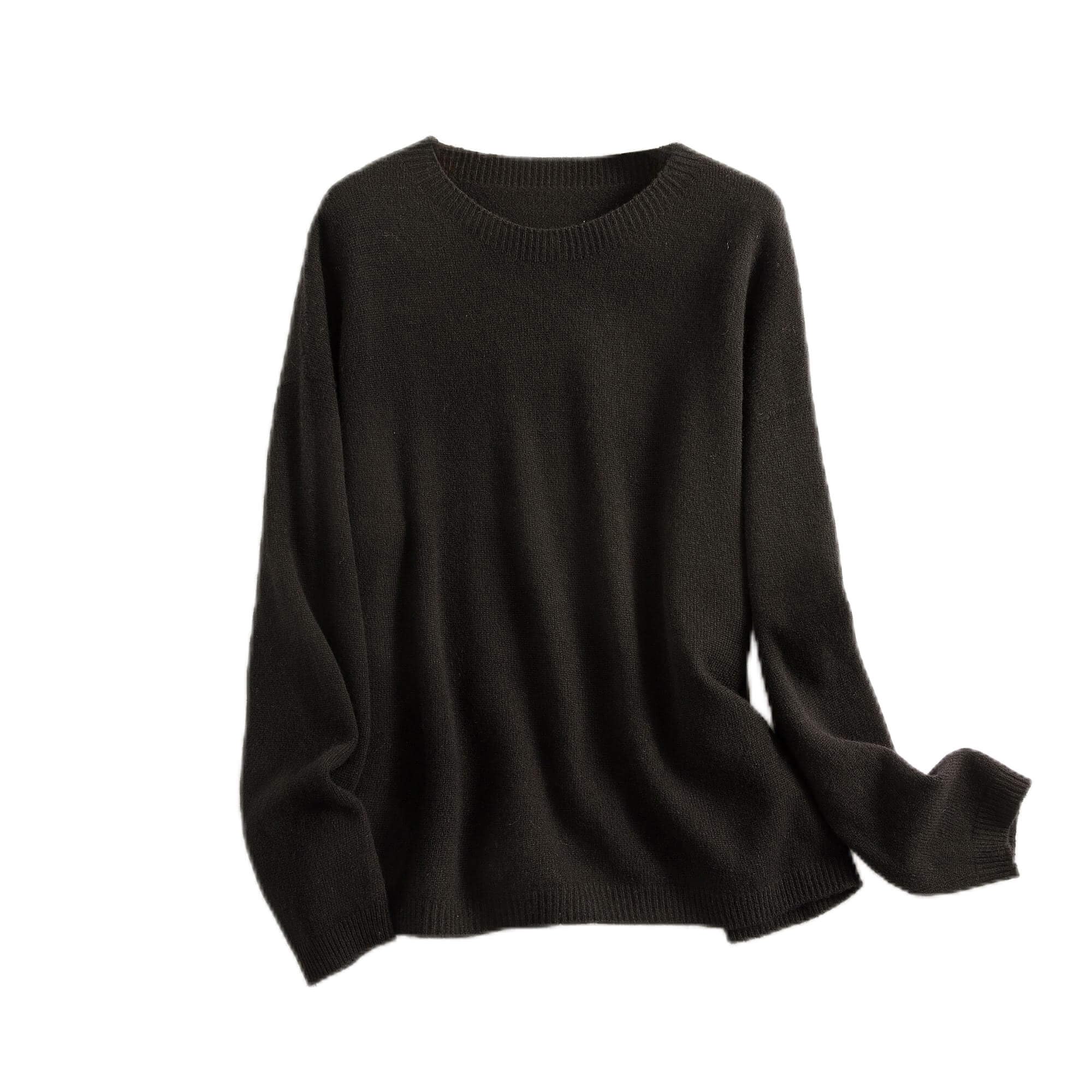 

RAREWAY Женский свитер из рубчатого трикотажа, с круглым вырезом, длинным рукавом, бесшовной вязки, из 100% шерсти мериноса, на осень/зиму