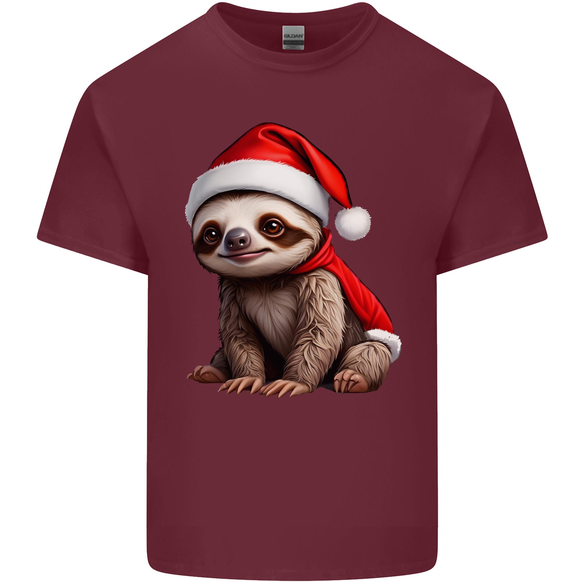 A Cute Christmas Sloth With Xmas Hat on Unisexs Light Cotton TShirt S