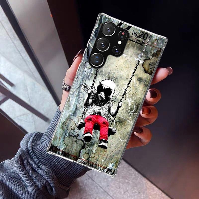 Street Art Banksy Graffiti Phone Case For Samsung Galaxy S23 S24 S25 Edge S26 Ultra S22 + S21 Plus S20 FE Cover Silicone Print S