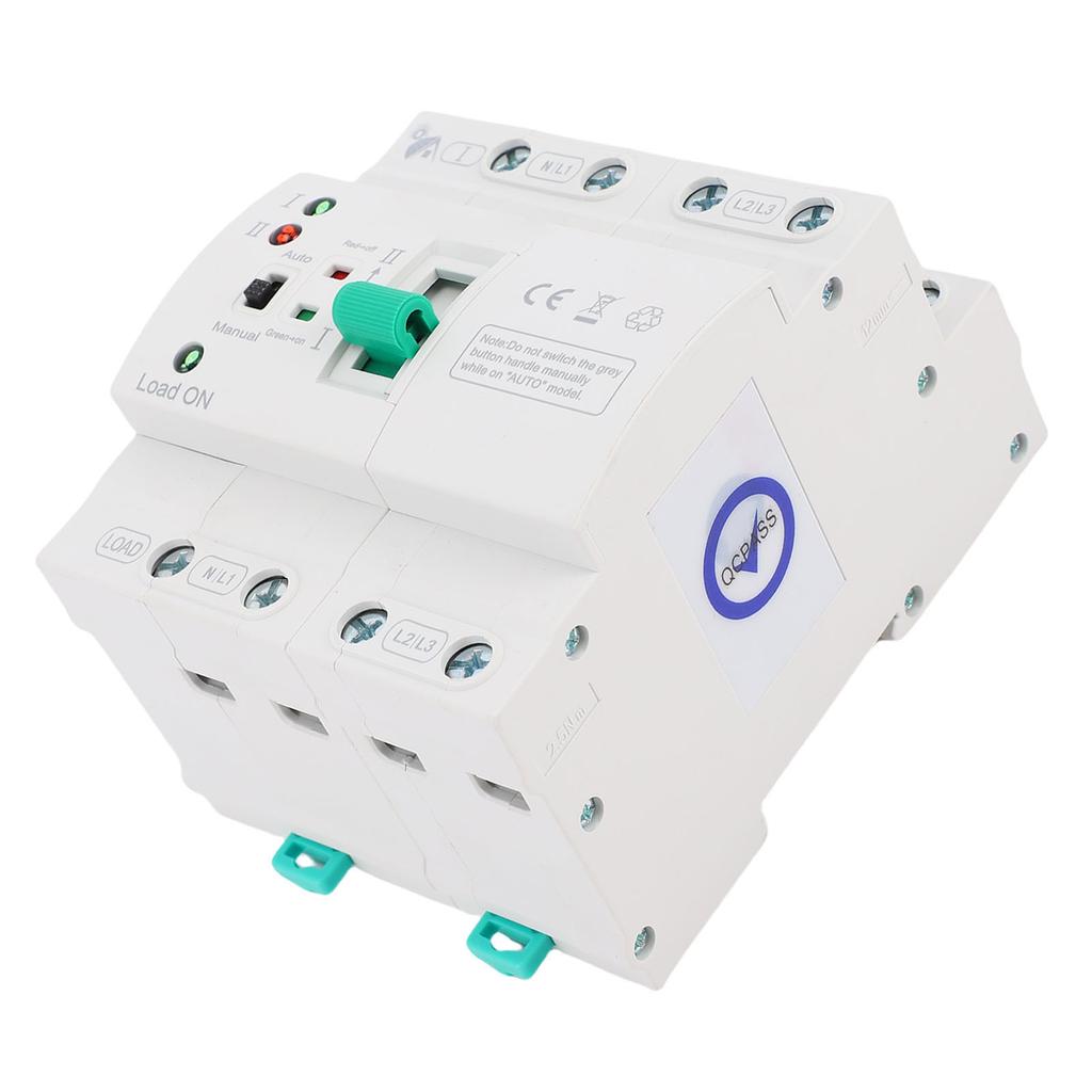 Mini ATS Automatic Manual Transfer Switch 4P 80A Home Generator Dual Auto Selector DIN Rail Mount for PZ30 Distribution