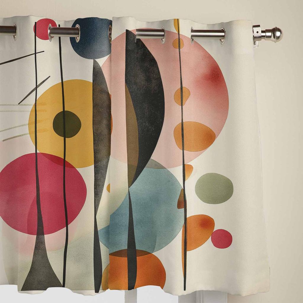 Oil Painting Abstract Vintage Geometric Window Curtains for Living Room Luxury Bedroom Curtain Kitchen Blinds Drapes Curtains