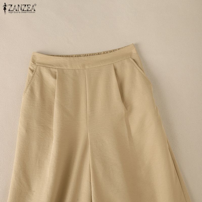 ZANZEA Women Casual Solid Color Loose Summer Capris Pants