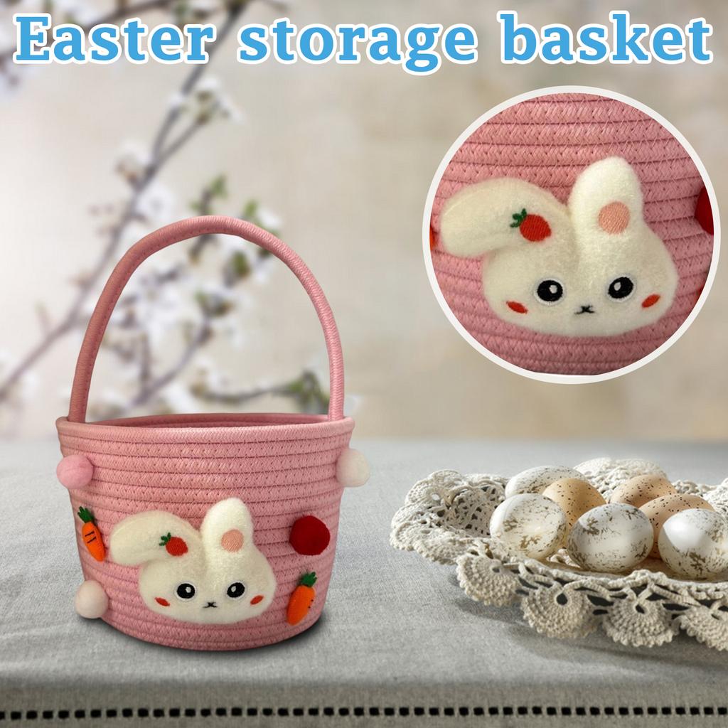 Coș de depozitare de Paște - Coș decorativ din frânghie de bumbac pentru masă, măsuță de toaletă sau organizarea camerei de zi