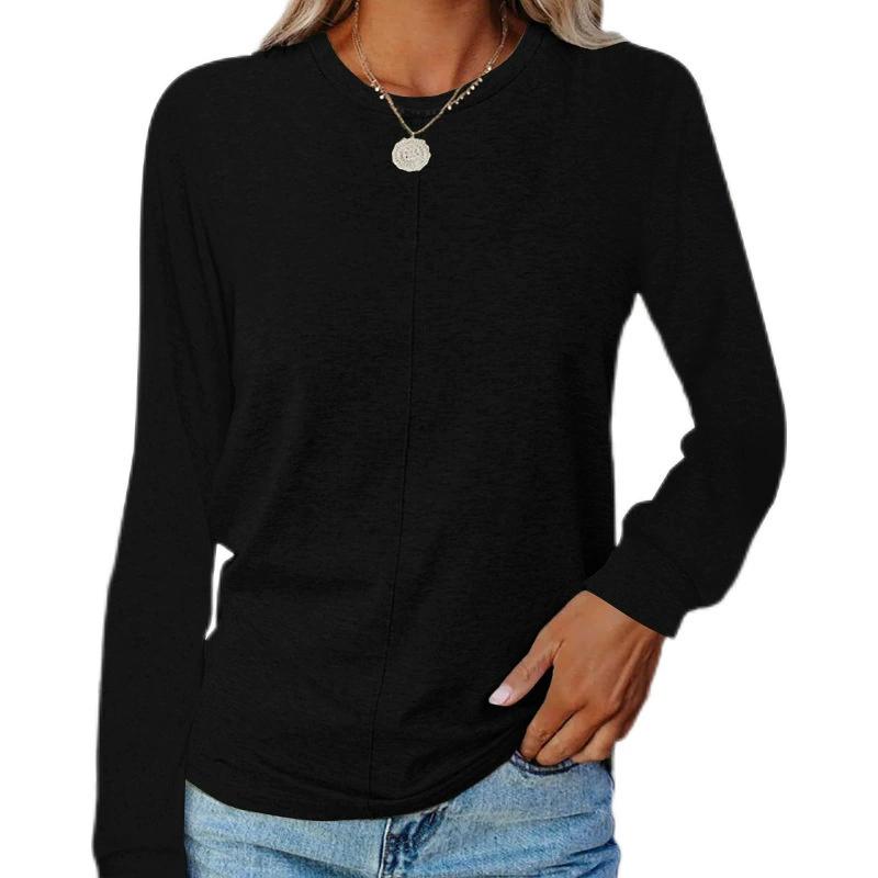 Women's Autumn and Winter Long Sleeved Round Neck T-shirt Hoodie Base Shirt