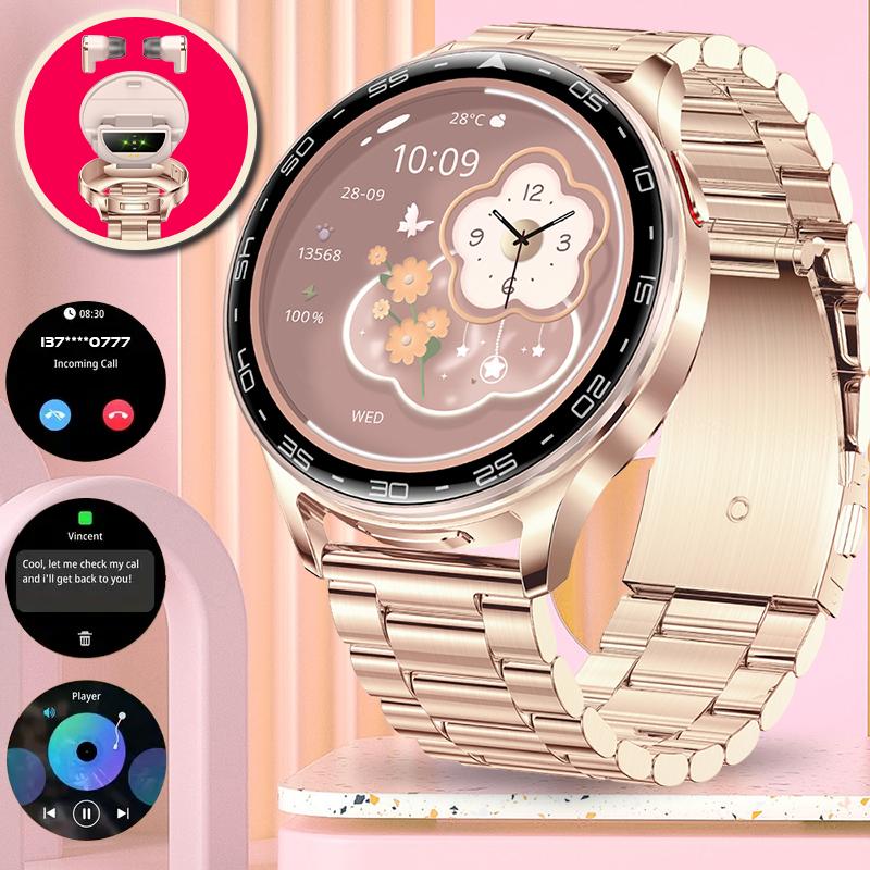 2025 New TWS Smartwatch Earphone 2 In 1 Women Watches with Earbuds Strong Sound Effects Music Lover Waterproof Ladies Smartwatch