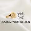 Anello sigillo personalizzato in acciaio inossidabile color oro con incisione iniziale, anello da mignolo per donna