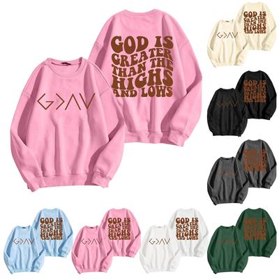Women's Fashion Casual Long-sleeved Loose Printed Round Neck Pullover Hoodie Sweatshirt