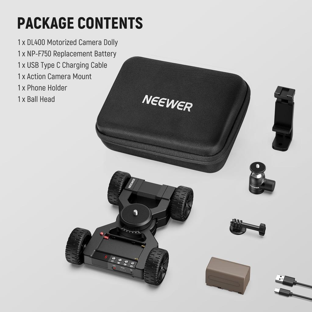 Neewer DL400 Motorized Camera Camera Slider Dolly with App Operation Dual Ball Smartphone and Action Camera Compatible with Samsung DSLR and