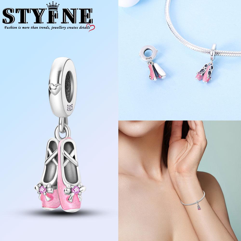 Exquisite Copper Ballet Dance Shoes High Top Canvas Shoe High Heels Charms Beads Fit Diy Bracelet Fine Birthday Jewelry Gift