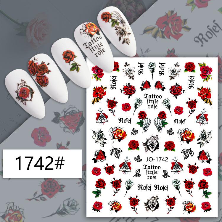 3D Colorful Flower Nail Art Stickers - Sunflower & Rose Self-Adhesive Decals