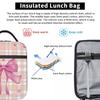 Pink Plaid, Bows And Stars Insulated Lunch Bag for Women Children Portable Food Boxes Thermal Lunch Box Tote