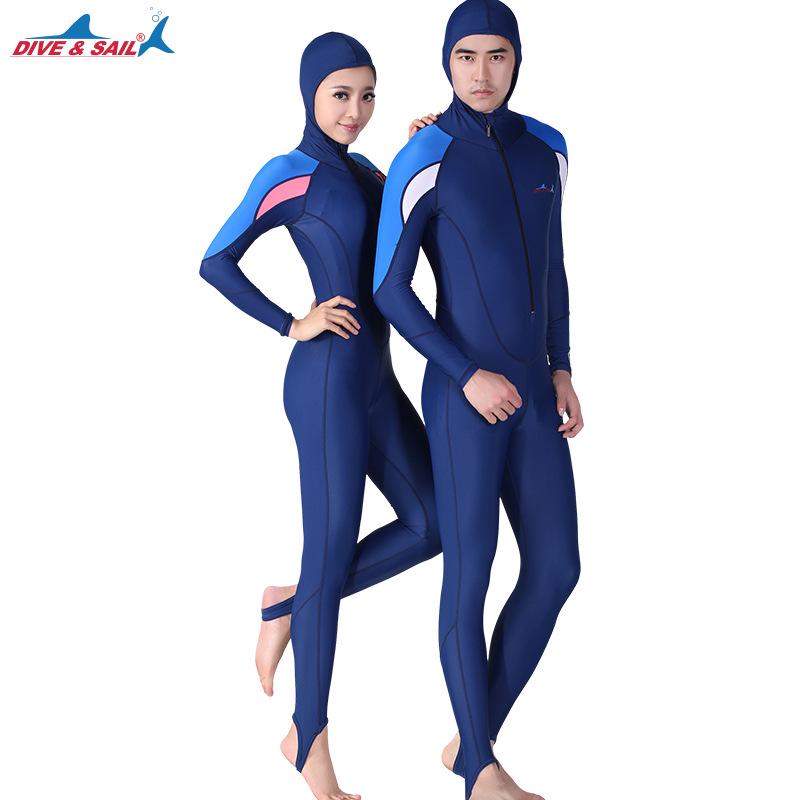 Divesail Unisex Long Sleeve Hooded Snorkeling Suit - Sun Protection, Waterproof, Jellyfish-Resistant Surfing Swimsuit