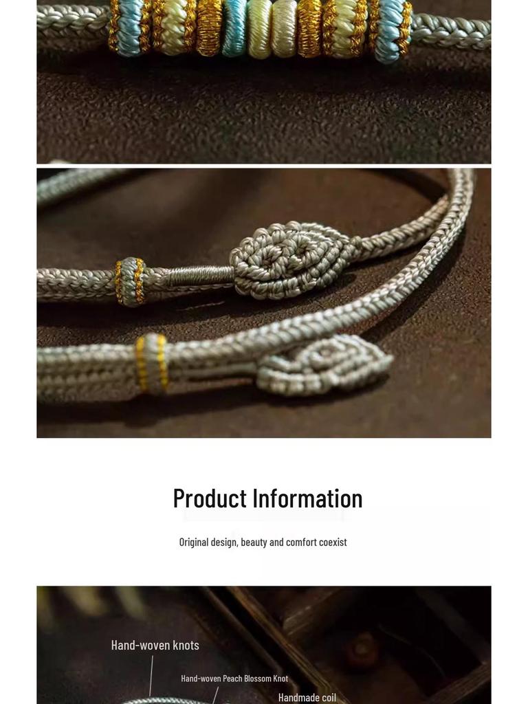 Ręcznie wykonany naszyjnik z wisiorkiem z jadeitu z klamrą Pokoju na sznurku w kolorze kwiatu brzoskwini