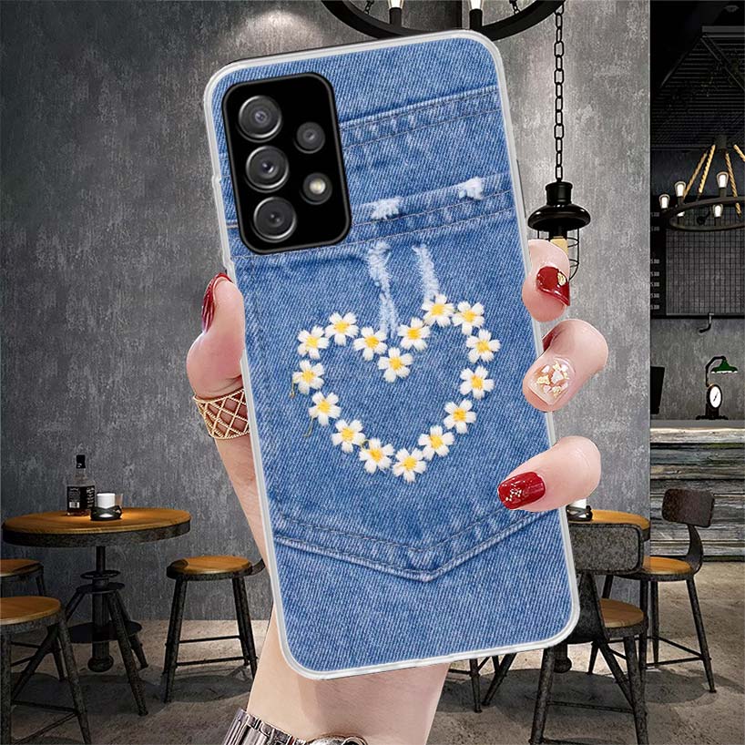 Jeans Cowboy Denim Printed Soft Phone Case For Samsung Galaxy A13 A14 A15 A16 A17 A53 A54 A55 A56 A57 A33 A34 A35 A36 A37 A23 A2