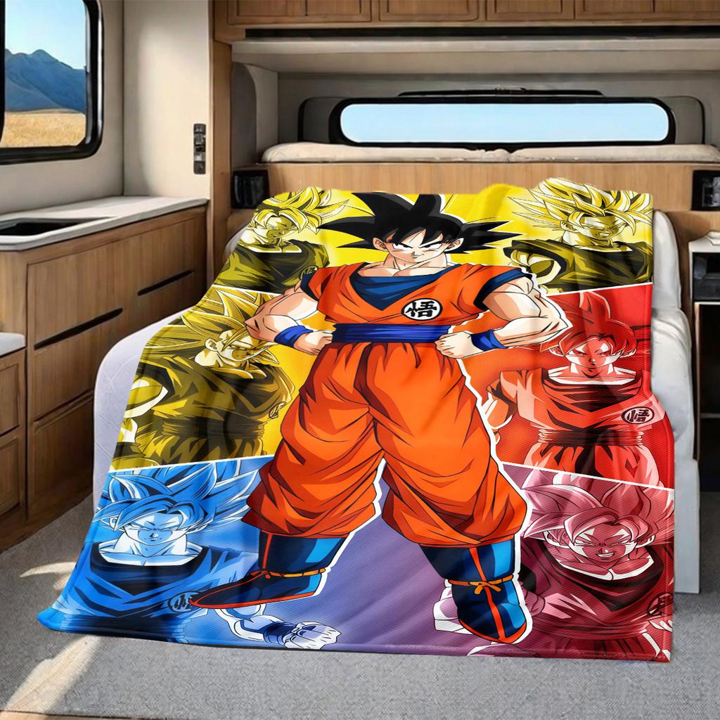 1 Stück Son Goku Druck Flanelldecke, Hohe Qualität für alle Jahreszeiten, Heimdekoration, Wärme und Komfort, Perfekt für Weihnachtsgeschenke