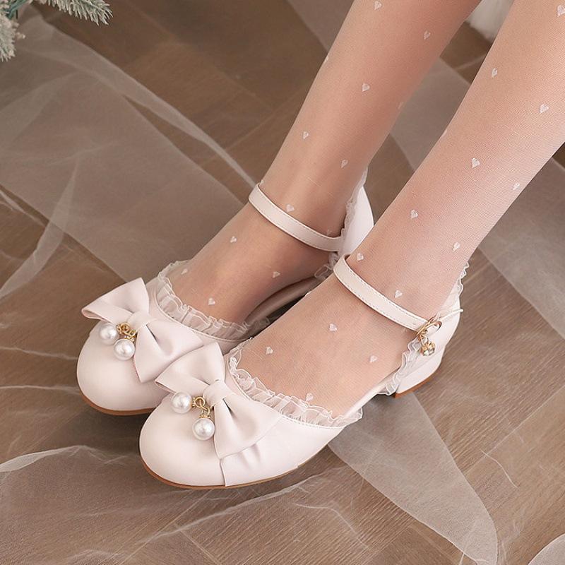 New girls sandals medium and older children's shoes students little girls show shoes princess high heels lolita children's sandals