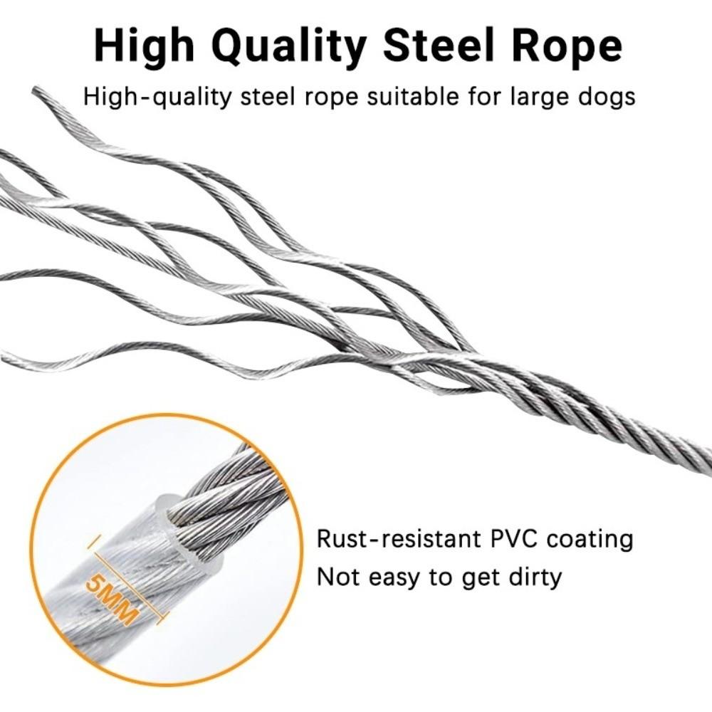 Heavy-Duty Double Head Pet Wire Rope with Spring Long Leash Traction Rope Dog Tie Out Cable  Pet