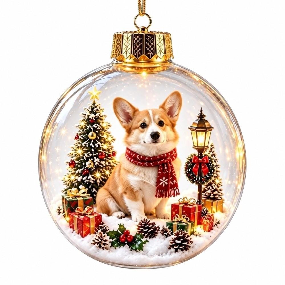 Builtin LED Christmas Ball Ornament Transparent Clear Acrylic Sphere Office Celebration