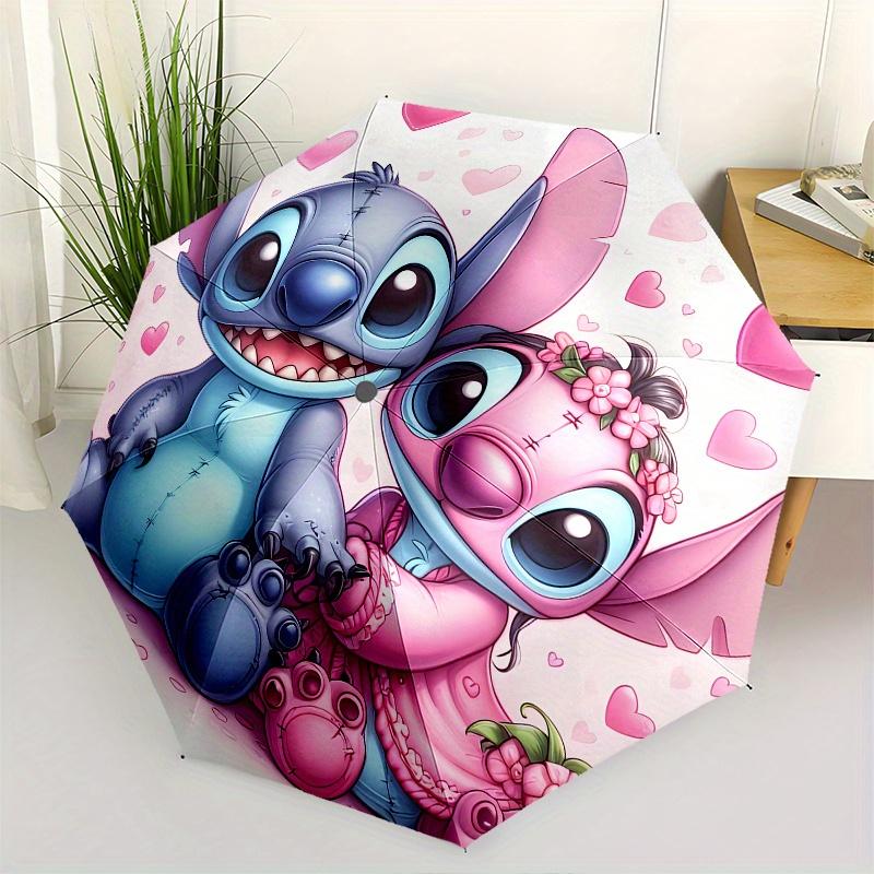 

Stitch, Love Themed Automatic opening and closing folding umbrella, 8-rib windproof, compact travel design, suitable for all occasion | Fash