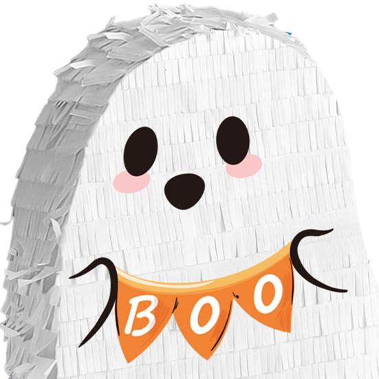 Hayalet Pinyata Çekme İpli Sevimli Beyaz Hayalet Pinyata Çubuk Göz Bağı ve Konfeti ile Cadılar Bayramı Doğum Günü Partisi Malzemeleri