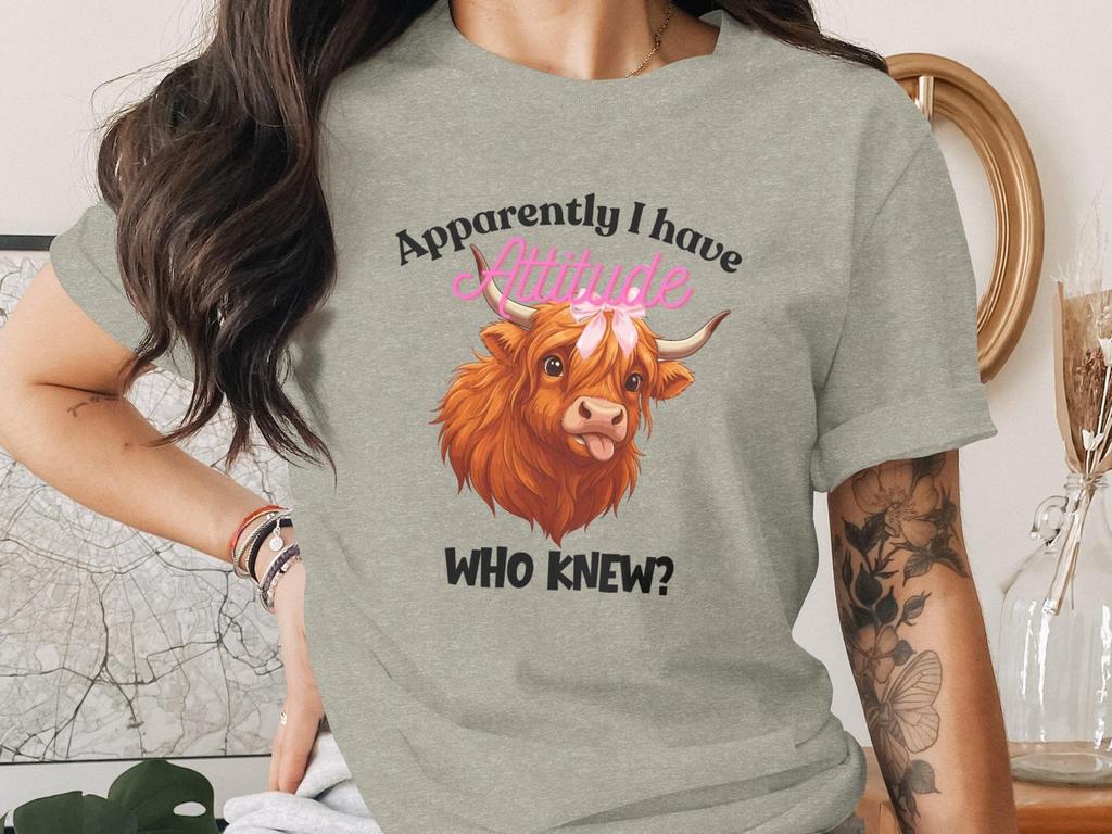 Sassy Highland Cow T-Shirt, Funny Farm Animal Graphic Tee, Women's Attitude Shirt