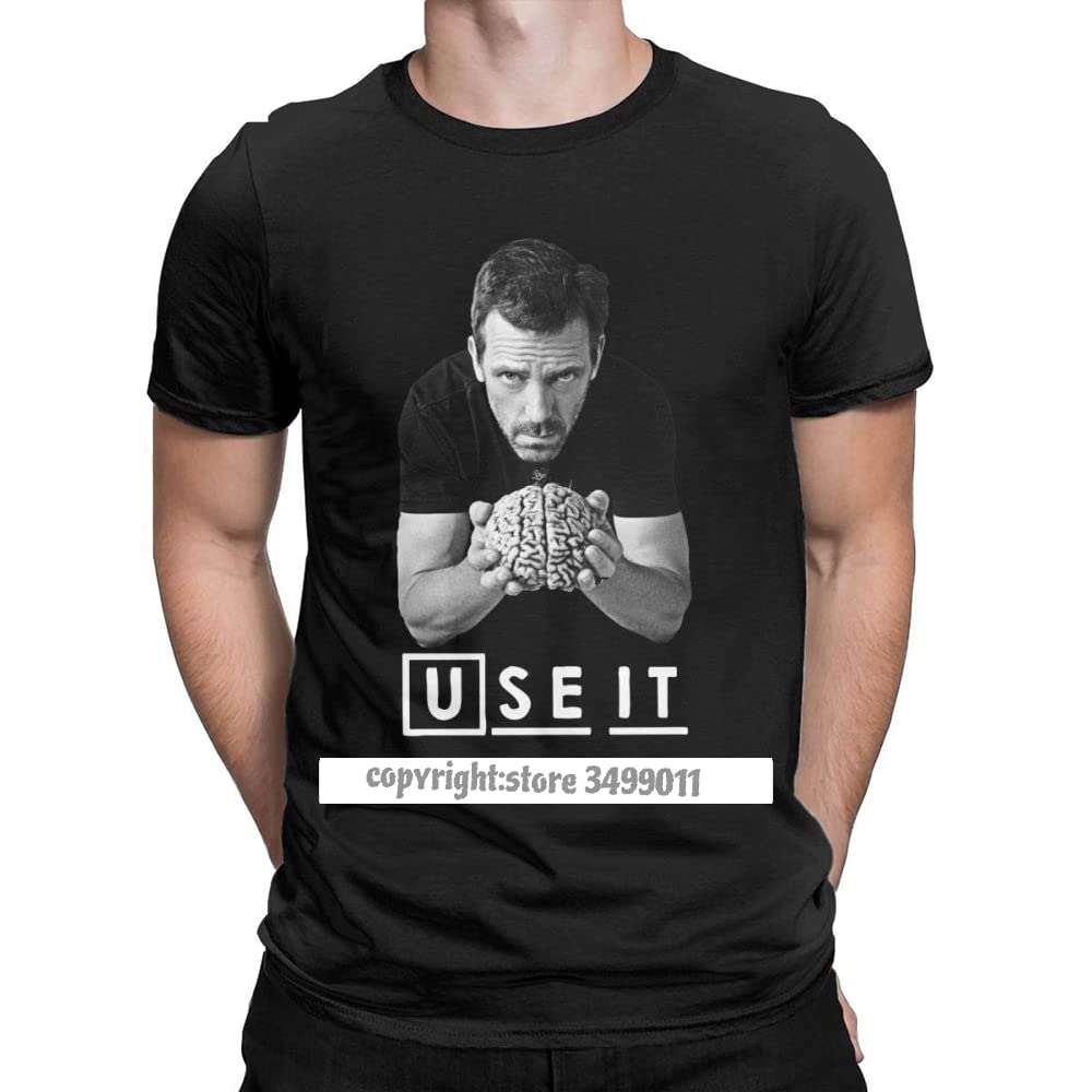 House MD Men T Shirt Dr House Use it Funny Tops Cotton Camisas Tee Shirt Happy New Year Tops T Shirts Winter Tops L чёрный