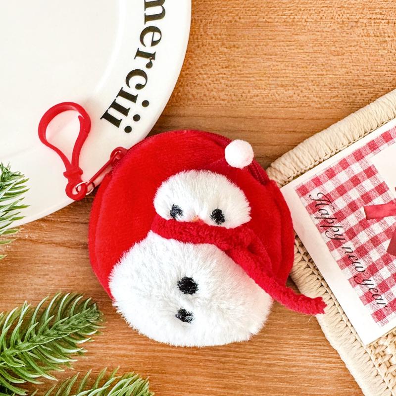 Cute Christmas Plush Coin Purse Kawaii Santa Claus Snowman Doll Coin Pouch Keychain Backpack Pendant Decoration Children Gift