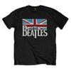 The Beatles T-Shirt Vintage Flag Logo Official Black New