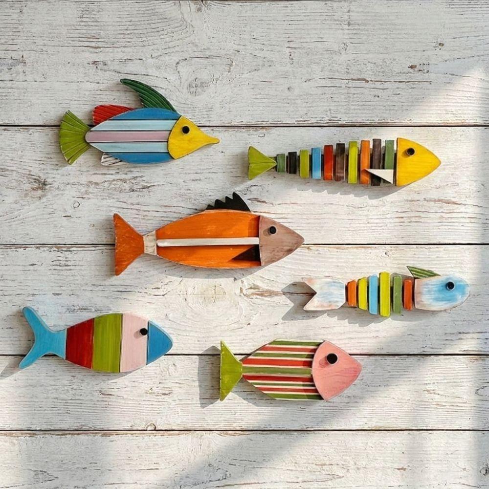 Nautical Style Fish Wall Art Colorful To Your Walls Set Durable Fish Ornaments  Wall Decoration