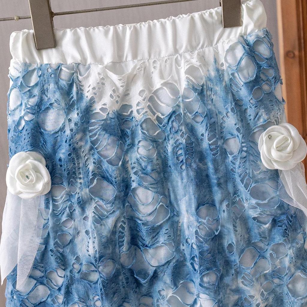 Tie-Dye French Retro Puffy Multi-Layer Flower Skirt