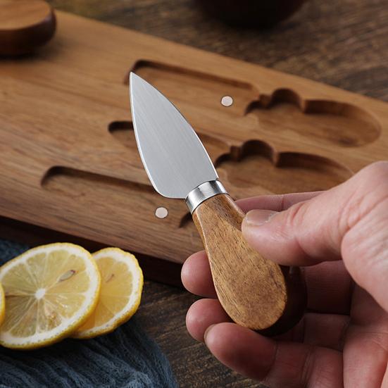 Cheese Plate Set with Natural Wood Board Knives Food-Grade Coating Moisture-Proof Semi-hard Cheese Board