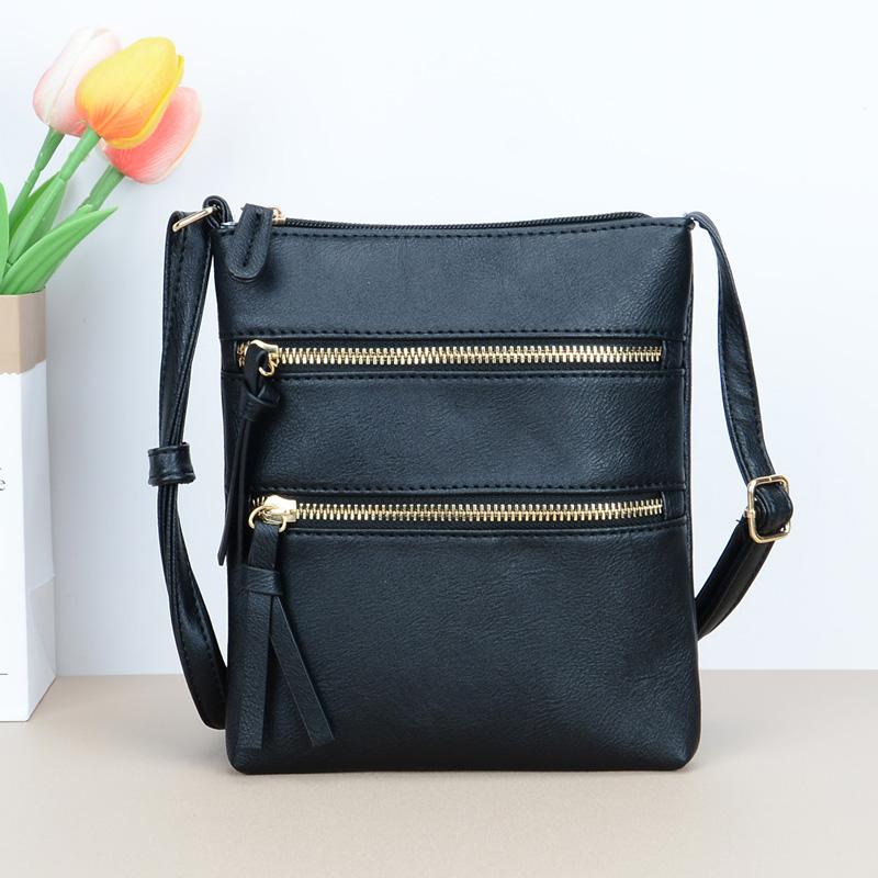 

Casual Solid Crossbody Bags For Women Pu Leather Fashi Flap Shoulder Bag Designer Handbags And Purses 18x21x2cm чёрный