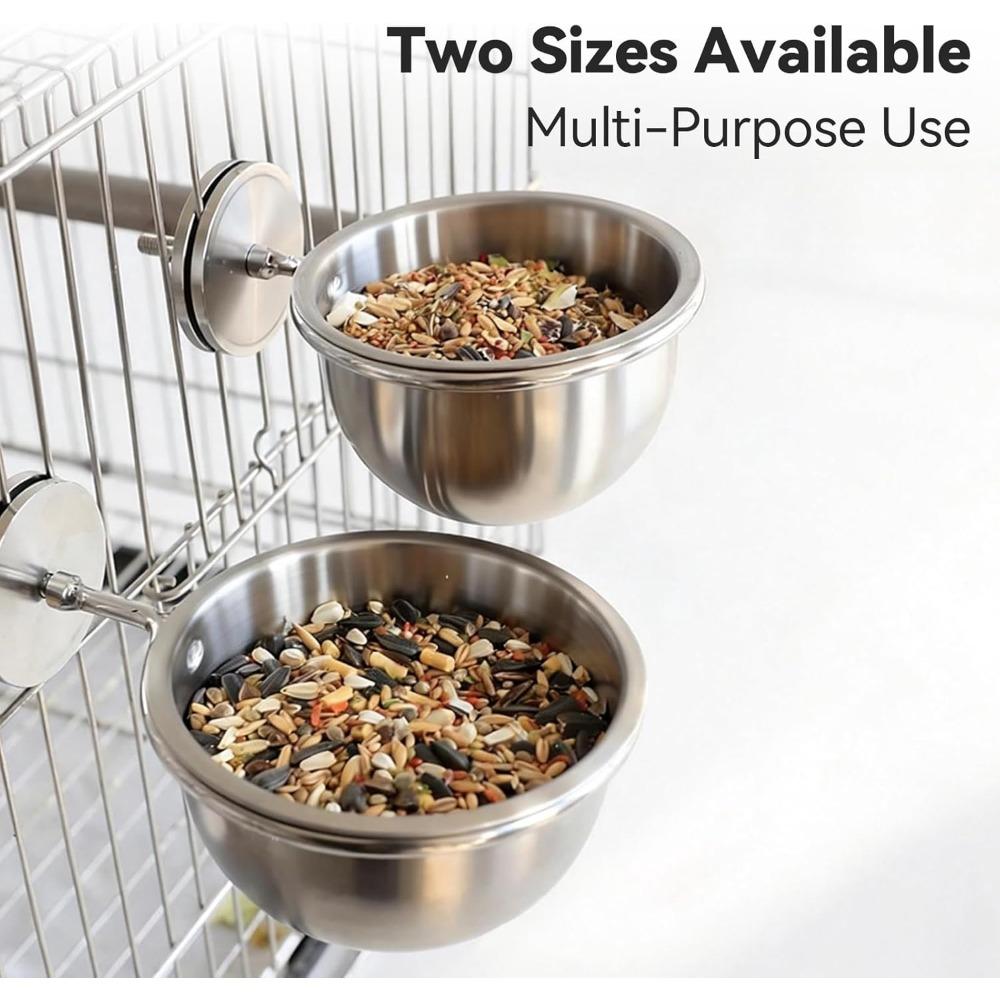 Anti-Snatch Stainless Steel Parrot Feeding Cups with Locking Buckle - Bird Food & Water Bowls, Bird Cage Accessories for Budgie, Parrot & Small Pets