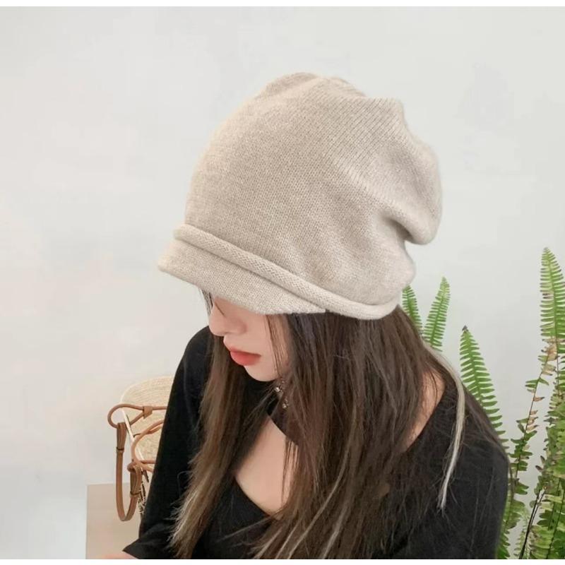 

Шапки-бини универсальные вязаные шерстяные шапки утолщенные и бархатные маленькие шапки для осени и зимы женские теплые шапки для заточения M（56-58cm） бежевый