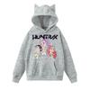 Damemote Casual Langermet trykt Rundhals hettegenser Pullover Topp med lommer