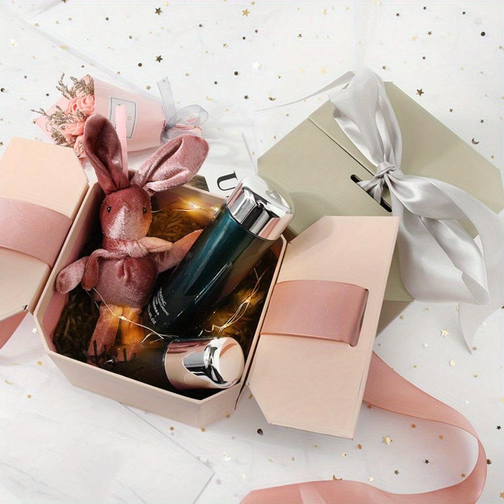 1pc Gift Boxes with Double-opening Gift Lids Octagonal Gift Box Treat Boxes with Ribbon Party Favor Boxes Folding Packaging Box Proposal Gift Wrap Box