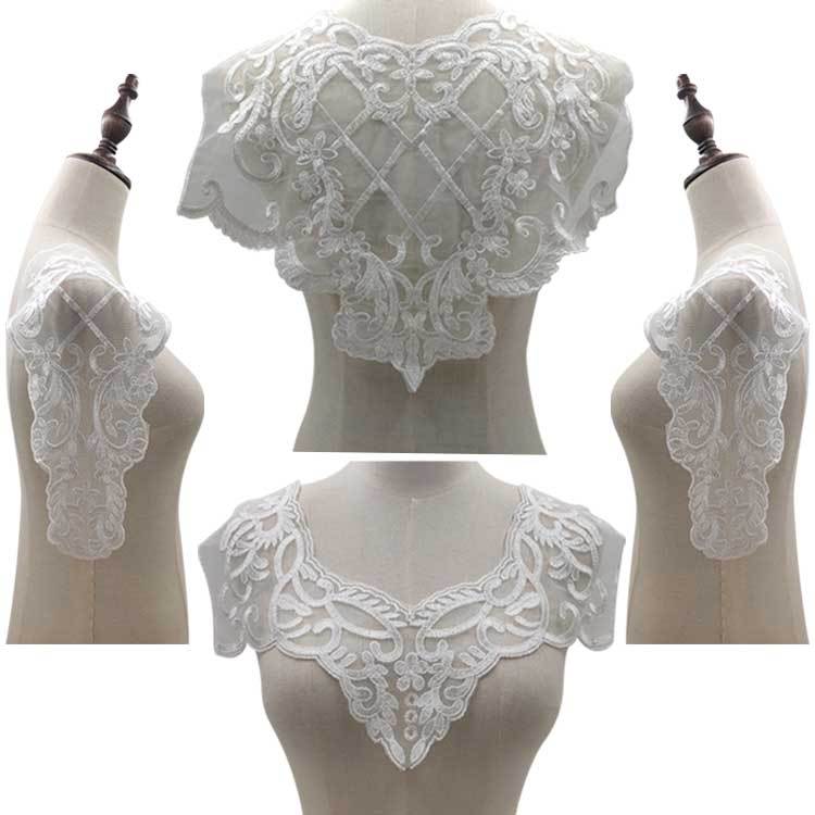 White Lace Embroidered Collar Hollow Out Lace Fabric Trim Applique Neckline Women Lace Collar Applique for DIY Sewing Supplies