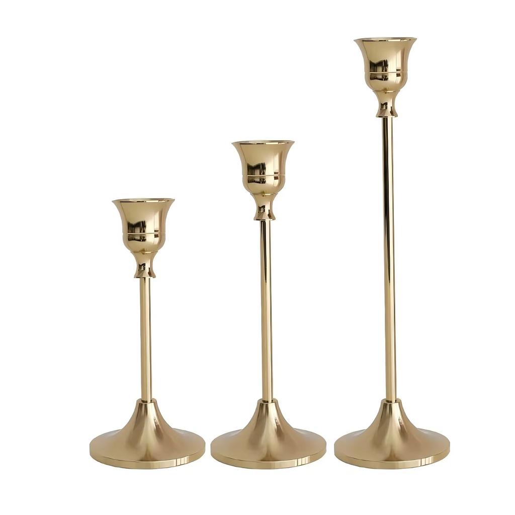 Set di 3 Portacandele da Tavolo Vintage Eleganti in Metallo e Alluminio, Adatto per Matrimoni, Anniversari, Decorazioni per la Casa e Hotel