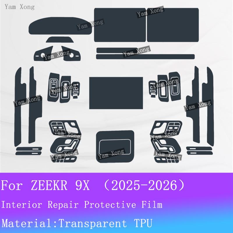 For GEELY ZEEKR 9X 2025 2026 Car Full set interior Film GPS Navigation screen Sticker Gear Panel TPU Transparent Protection Film
