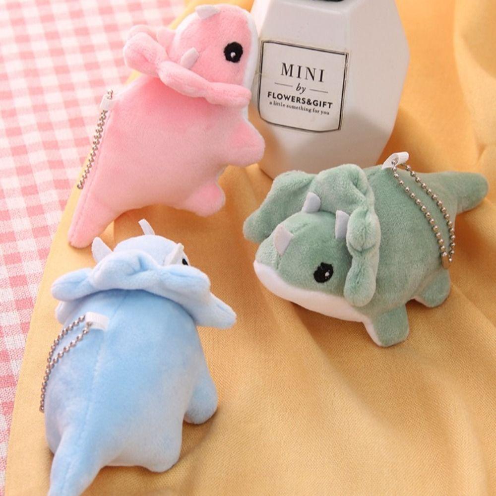 Soft Dinosaur Plush Keychain Plush Stuffed Crocodile Bag Pendant Triceratops Keyring  Girls