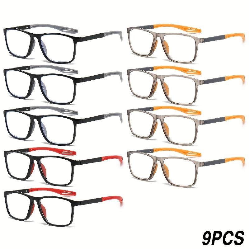 9 Piece Simple and Lightweight Rectangular Reading Glasses Colorful Non-Slip Legs  Unisex Discount Set