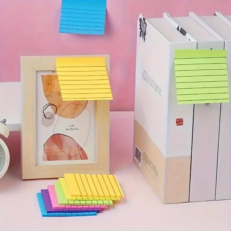 200sheets Line Sticky Notes 4 Colors Portable Student Note Marker Writing Sticky Notes Self-Adhesive Easy To Apply Notepad