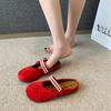 Thick-soled small fragrant Birkenstock shoes bag head half slippers women's outer wear 2025 new summer one pedal Mary Jane cool slippers