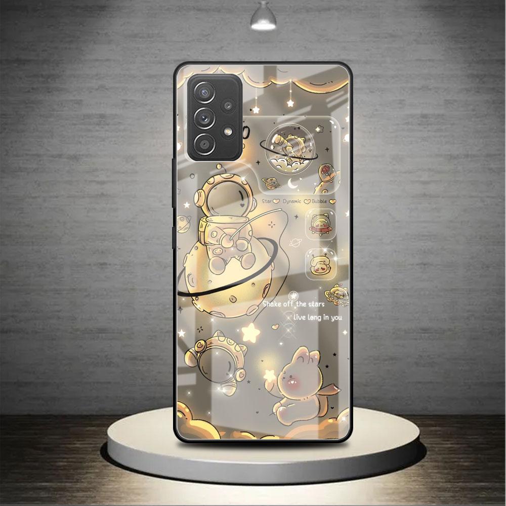 Glashülle für Samsung Galaxy A52 A71 A50 A51 A70 A21s A31 A72 A10 A12 A30 A22 5G Telefonabdeckung Astronaut Cartoon