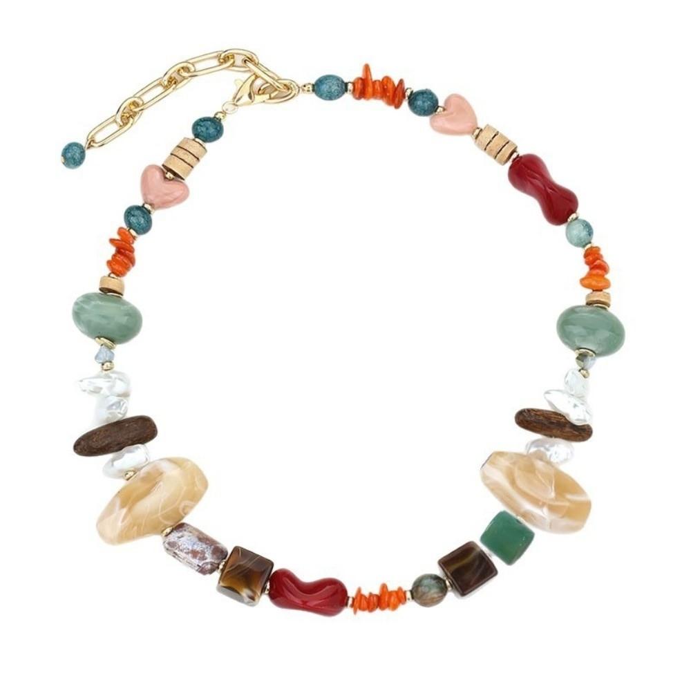 Colored Handmade Beaded Necklace Bohemian Style Neck Chain Fashion Clavicle Choker for Women