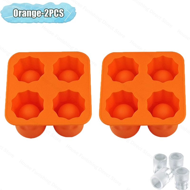 4 Cup Shape Silicone Ice Cube Mold Tray Summer Bar Party DIY Cold Drink Ice Compartment Mold Ice Cup Ice Cube Tray Kitchen Tool