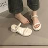 Gentle thick-soled wedge cool slippers women's new summer one-word drag sweet and elegant sandals